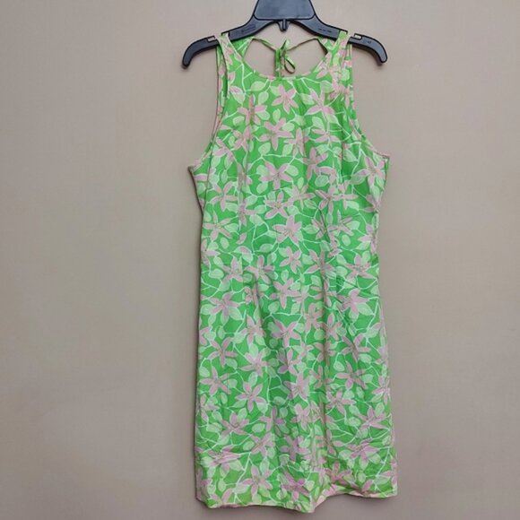 Lily Pulitzer Low Back Floral Shift Short Casual Dress Size 4 Green and Pink - Picture 1 of 7